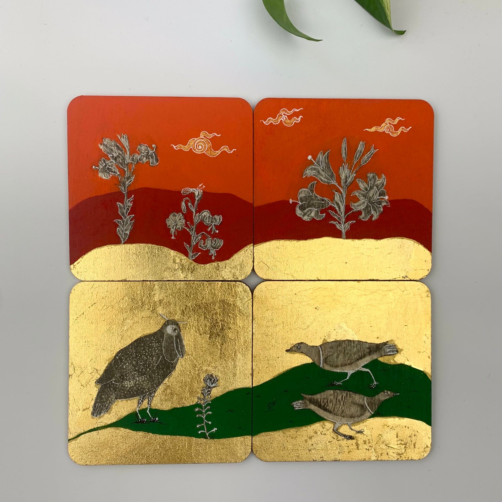 Coaster 17_The watchful bird_Set of 4 Coasters